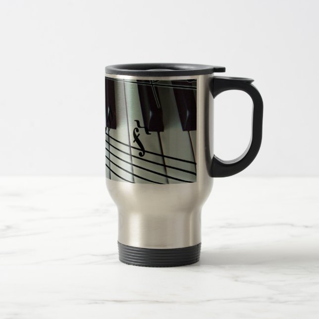 Mug De Voyage Clés de piano et notes de musique (Droit)