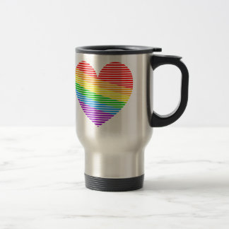 Mug de voyage coeur à rayures arc-en-ciel Corey Ti
