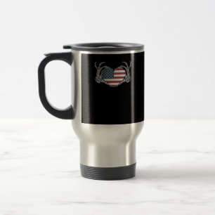 Mug De Voyage Coeur de drapeau américain