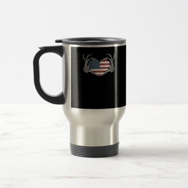 Mug De Voyage Coeur de drapeau américain (Gauche)