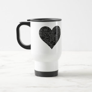 Mug De Voyage Coeur noir et blanc