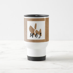 Mug De Voyage Coeurs Doodle mignonnes Couple Monogrammes Cadeau 