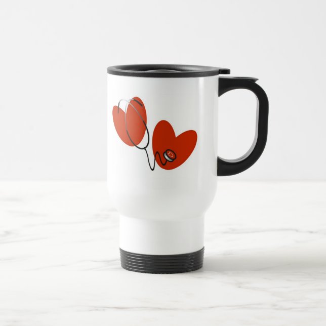 Mug De Voyage Coeurs et T-shirts et cadeaux de stéthoscope (Droite)