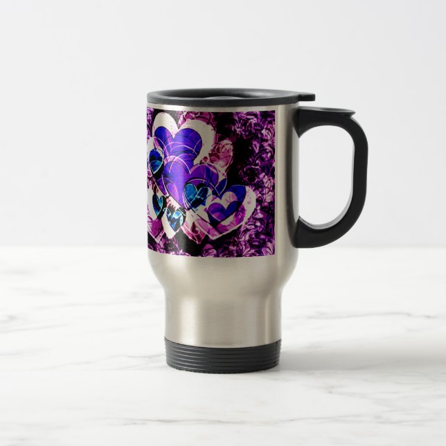 Mug De Voyage Coeurs pourpres (Droit)