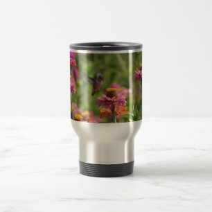 Mug De Voyage Colibri avec des Zinnias