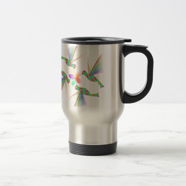 Mug De Voyage Colibris Arc-En-Ciel Embrasser Une Fleur (Droit)