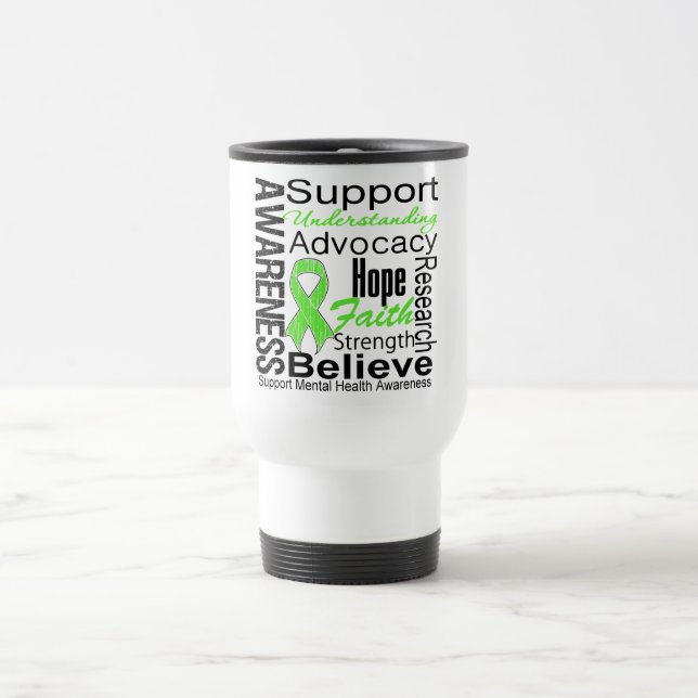 Mug De Voyage Collage - conscience de santé mentale (Centre)