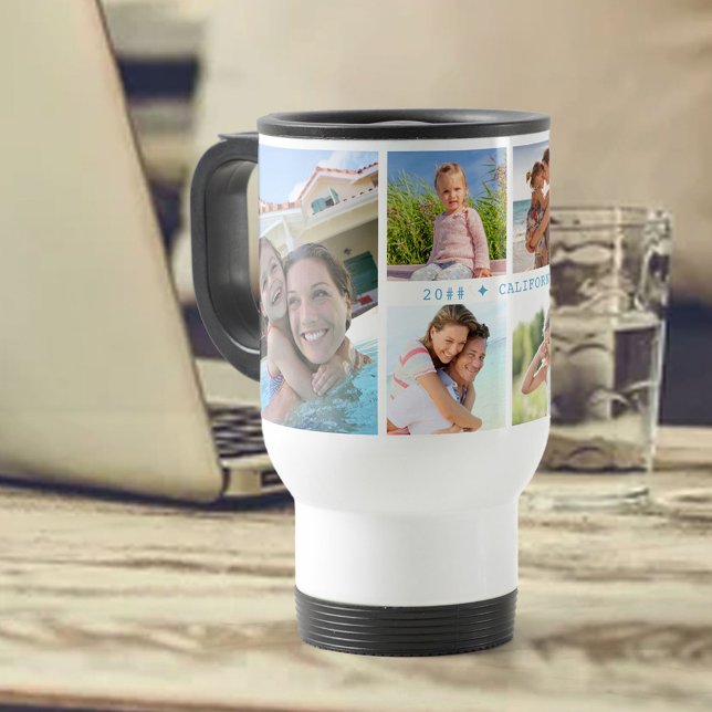 Mug De Voyage Collage de photos familiales avec 6 photos et text (Créateur téléchargé)