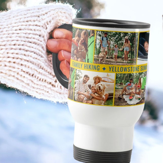 Mug De Voyage Collage de photos familiales avec 9 photos et text (Créateur téléchargé)