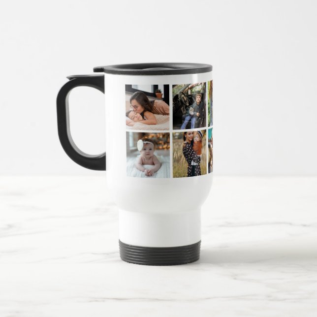 Mug De Voyage Collage personnalisé de 10 photos (Gauche)