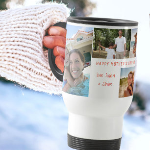 Mug De Voyage Collage photo de la Fête des Mères avec 5 photos e