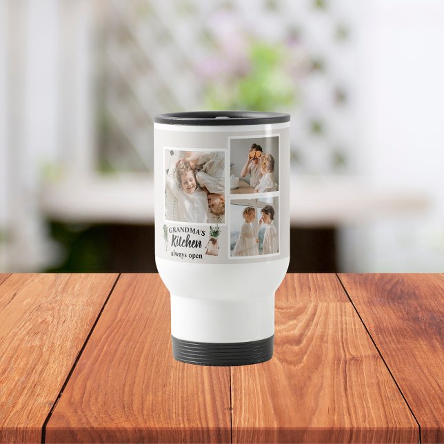 Mug De Voyage Collage Photo & Grand-Mère Cuisine Toujours Ouvert (Créateur téléchargé)