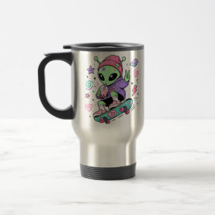 Mug De Voyage Conception de thé à bulles Alien Skater Kawaii