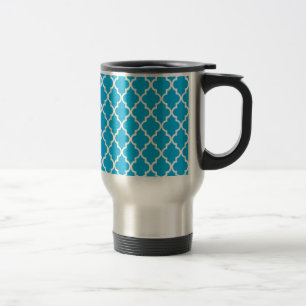 Mug De Voyage cool, élégant, classique aqua bleu quatrefoil