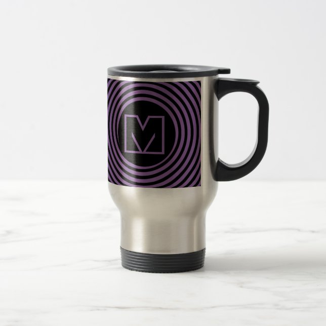 Mug De Voyage Cool Purple Spiral Vortex Monogram (Droit)