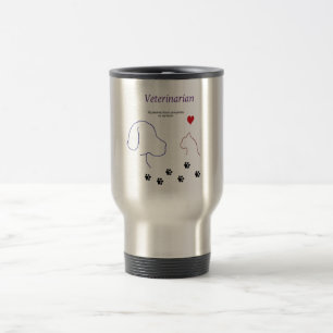 Mug De Voyage Copies de Vétérinaire-Patte sur mon coeur