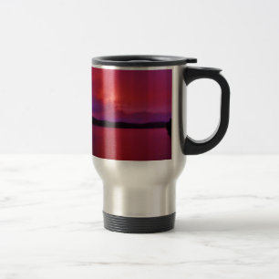 Mug De Voyage Coucher de soleil rose vif sur le lac Arrowhead
