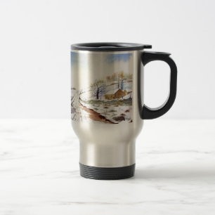 Mug De Voyage Couleur d'eau de la voie d'hiver Peinture du paysa