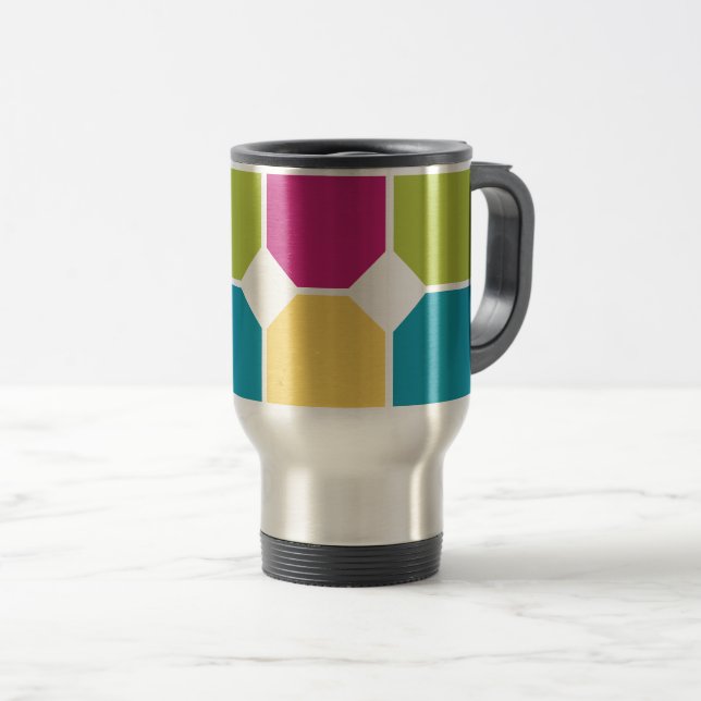 Mug De Voyage COULEURS D'ÉTÉ Quadrants Monogramme FACULTATIF (Devant droit)