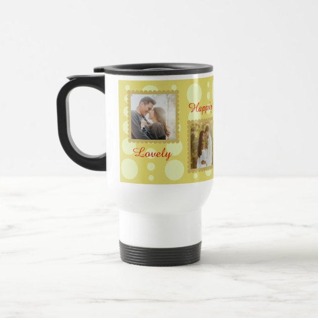 Mug De Voyage Couple Photo Love Design with Custom Text (Gauche)