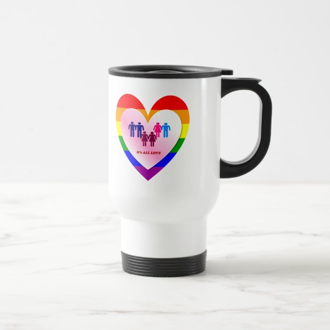 Mug De Voyage Couples à l'intérieur de la All Love Pride Coeur (Droite)