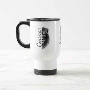Mug De Voyage Courage Lion Artistic Minimal T-Shirt-Thermal Tumb