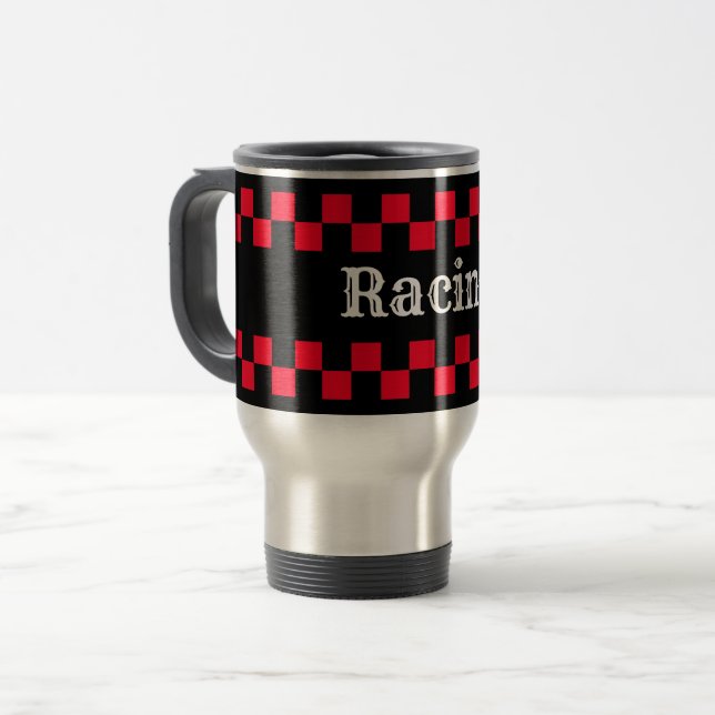 Mug De Voyage Course À damiers rouge et noire (Devant gauche)