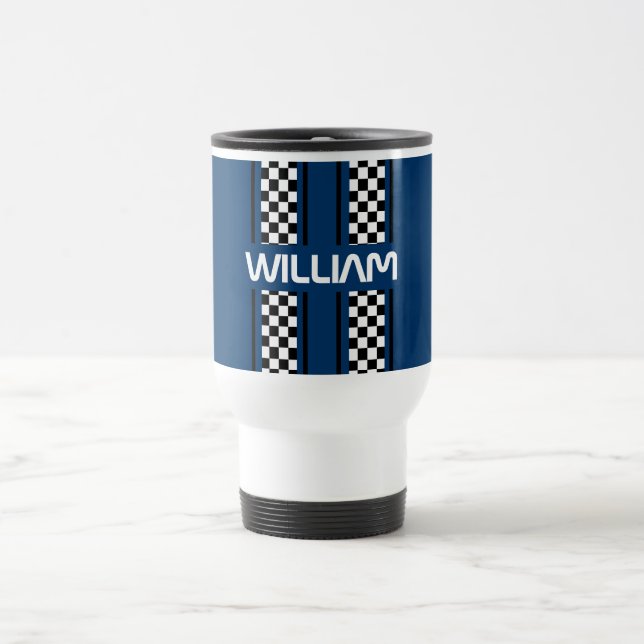 Mug De Voyage Coutume bleu foncé Black Auto Race Sport (Centre)
