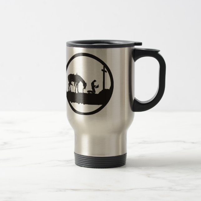 Mug De Voyage cowboy de prière (Droit)