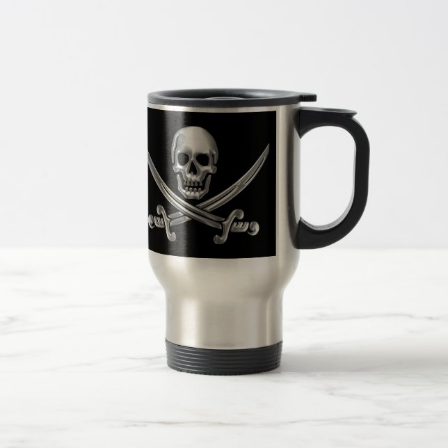 Mug De Voyage Crâne d'argent et épées croisées (Droit)