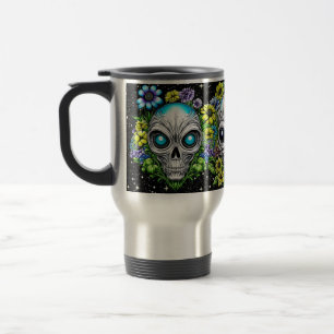 Mug De Voyage Crânes et fleurs Aliens extraterrestres