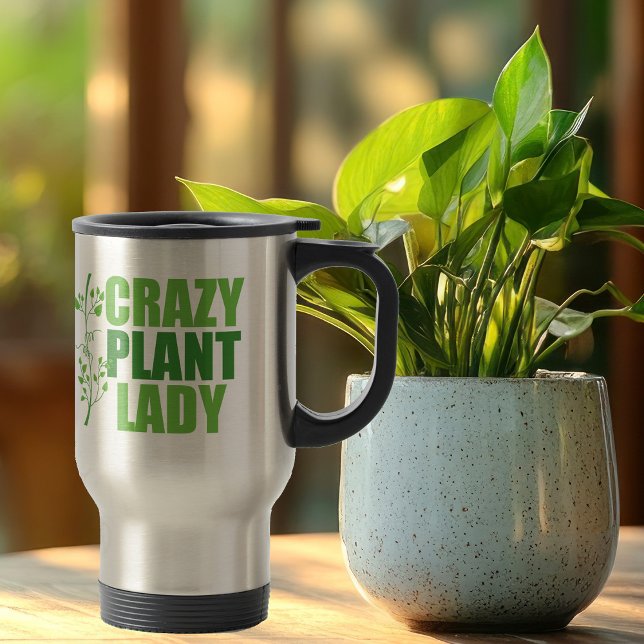 Mug De Voyage Crazy Plante Lady Cute Green Botaniste (Créateur téléchargé)