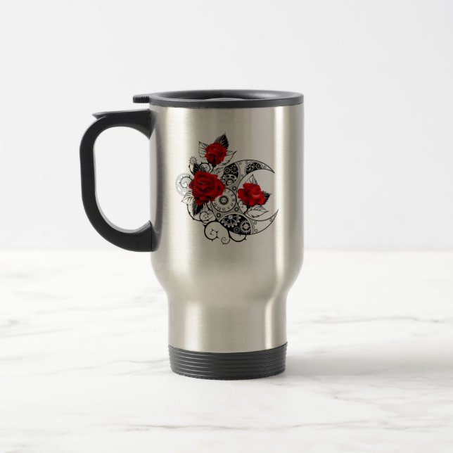Mug De Voyage Croissant mécanique avec roses rouges (Gauche)