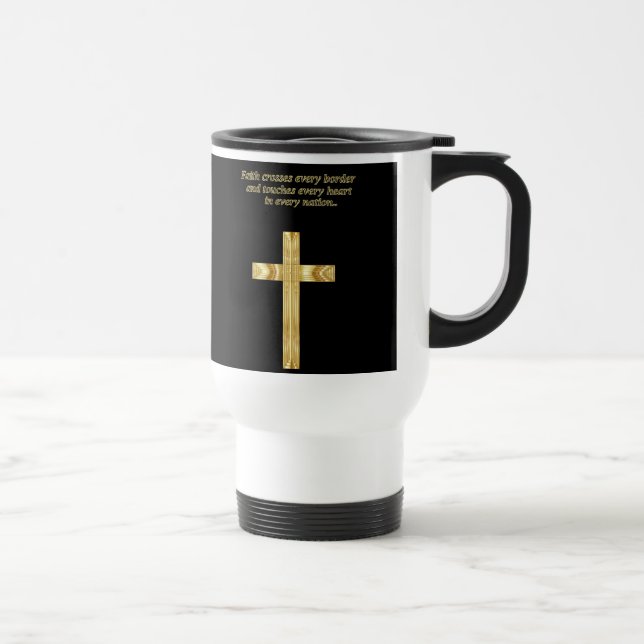 Mug De Voyage Croix chrétienne de foi d'or avec l'énonciation (Droite)