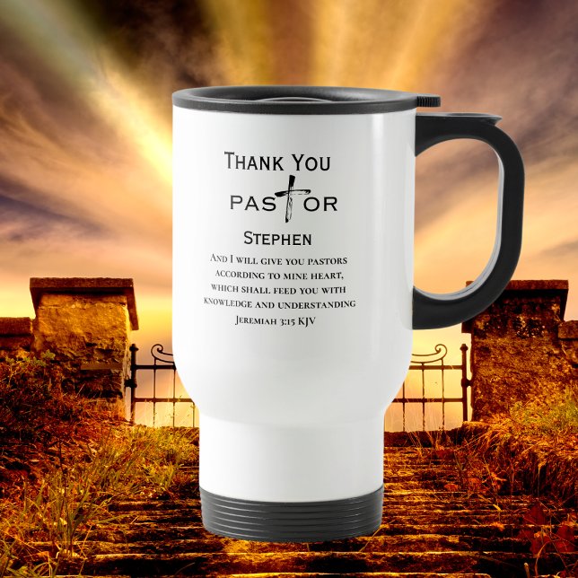 Mug De Voyage Croix d'appréciation du pasteur personnalisée (Créateur téléchargé)
