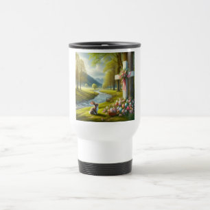 Mug De Voyage Croix de Pâques avec lapin et oeufs