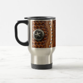 Mug De Voyage cuir clouté par motif vintage de pays occidental