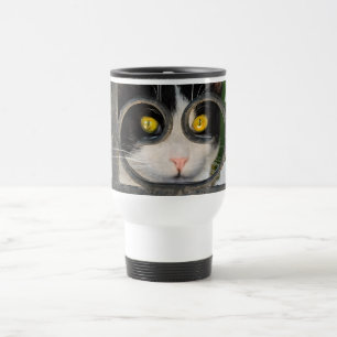Mug De Voyage Curieux Chat avec Spectacles Cadre Funny Thermo Cu