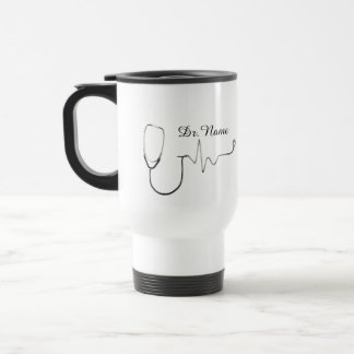 Mug De Voyage Custom Doctor Name Stethoscope Heartbeat Design