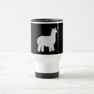 Mug De Voyage Cute Alpaca avec papillon rose étincelant
