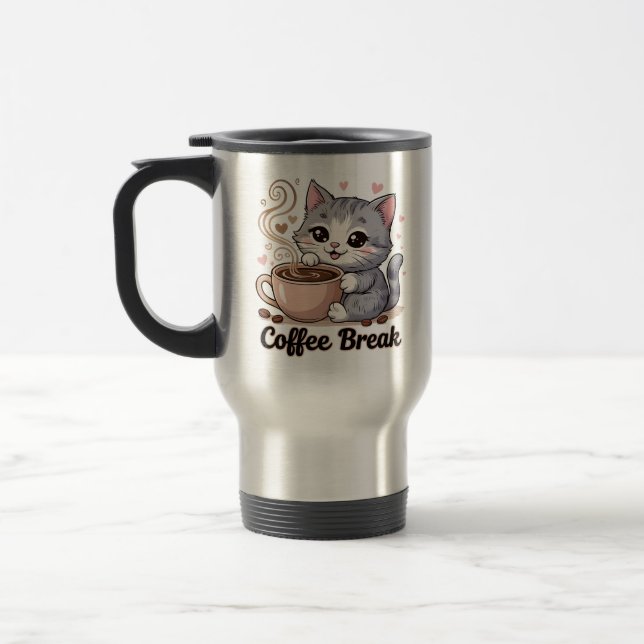 Mug De Voyage Cute Cat - Pause café - (Gauche)