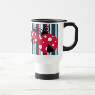 Mug De Voyage Cute Ladybug Rouge Blanc Bleu Bleu Motif