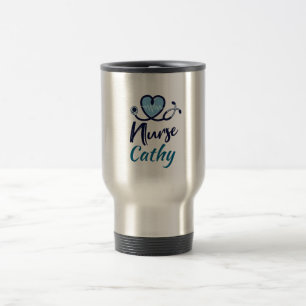 Mug De Voyage Cute Life Line Infirmière Cœur Bleu Personnaliser