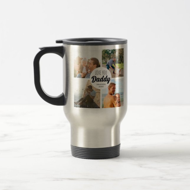 Mug De Voyage Cute Love You 'Papa' Collage Photo personnalisée (Gauche)