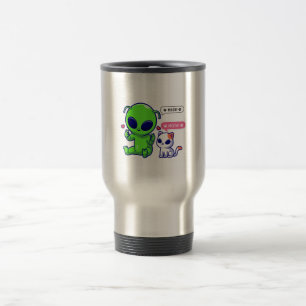 MUG DE VOYAGE CUTE MEOW CAT AVEC ALIEN