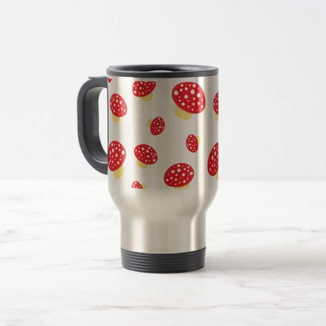 Mug De Voyage Cute Red Spotty Toadstool Mushrooms Pattern (Devant gauche)