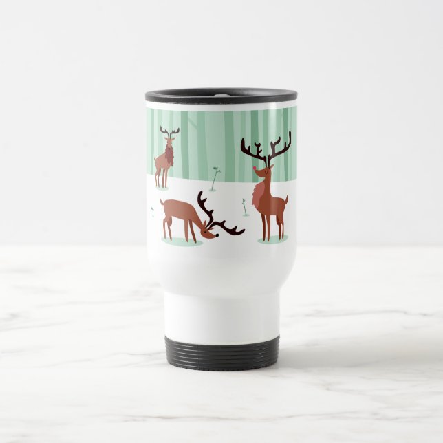 Mug De Voyage Cute Reindeers nom personnalisé Voyage mug (Centre)