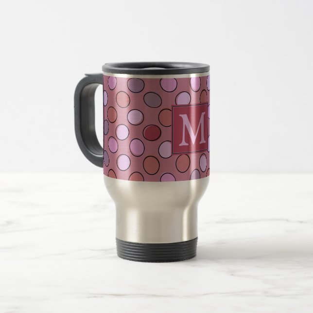 Mug De Voyage Cute Spotty Pink Pattern Monogram (Devant gauche)