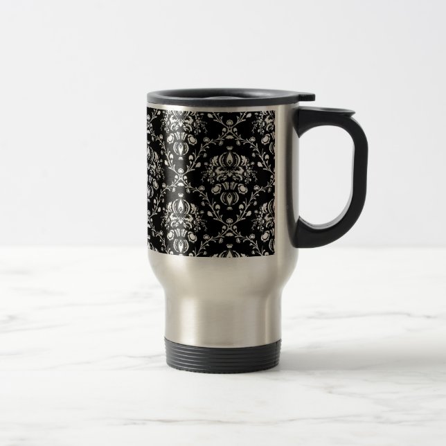 Mug De Voyage Damas noir et blanc (Droit)