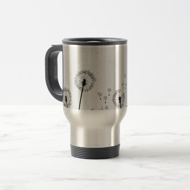 Mug De Voyage Dandelions Flowers Pappus Spores Grey (Devant gauche)